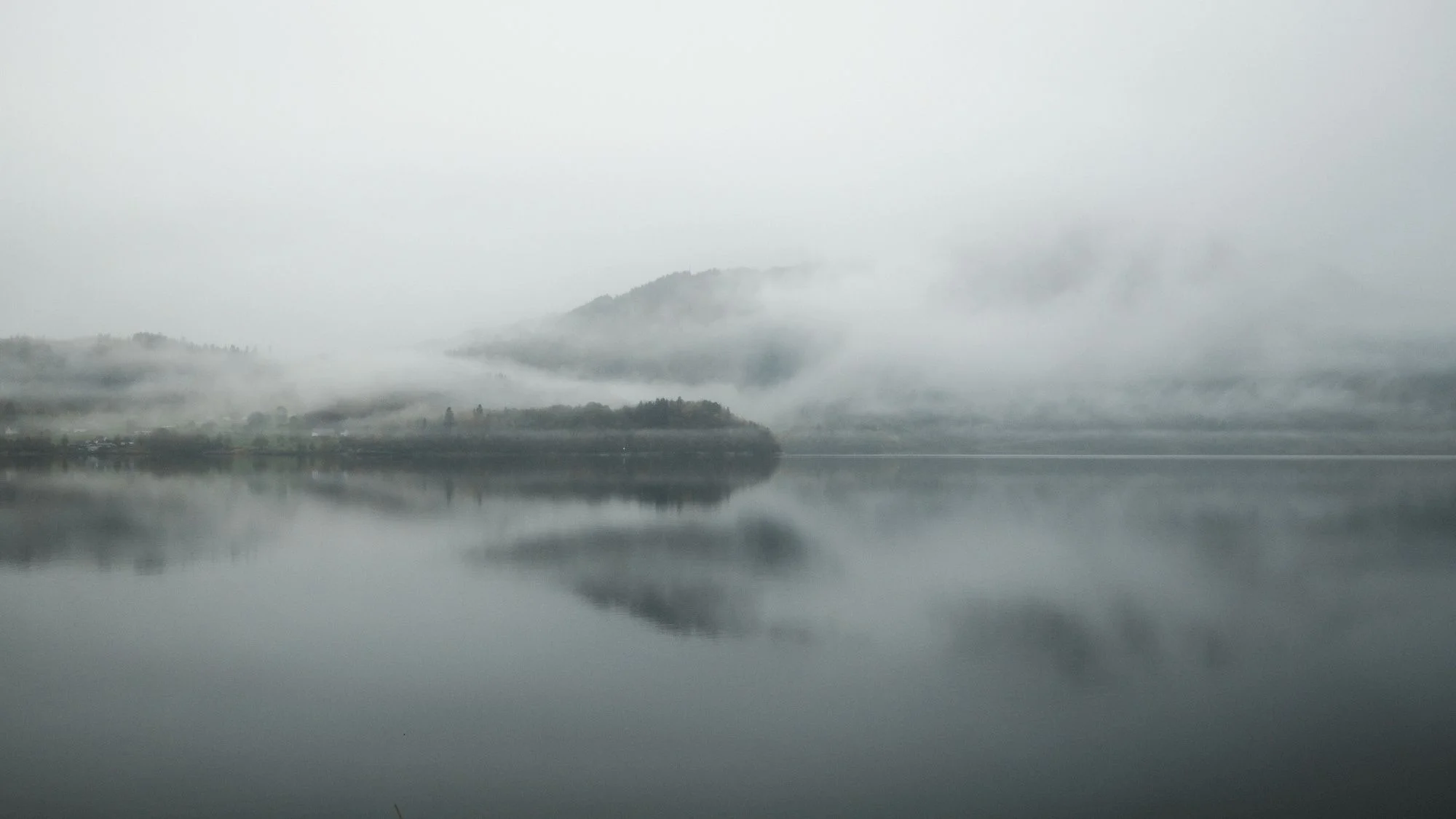 Fjord im Nebel